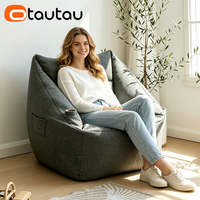 Housse de pouf moderne en coton et lin OTAUTAU pour fauteuil, pouf, canapé, fauteuil poire, pour adultes, housse amovible, une place, pour jeux, films, salon