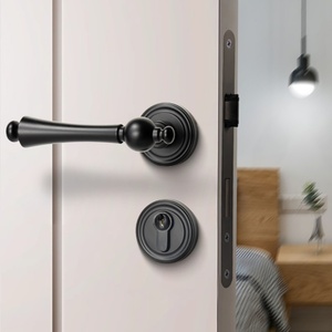 Cerradura de Puerta Interior Retro de Bronce, Manija Magnética Silenciosa de Latón con Orificio para Llave, para Dormitorio, Casa de Lujo, Conjuntos de Decoración para el Hogar - Product Image 3
