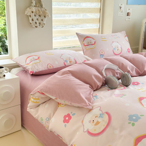 Parure de lit quatre pièces style frais et mignon, ensemble trois pièces pour dortoir individuel d'été, literie à motif de dessin animé - Product Image 2