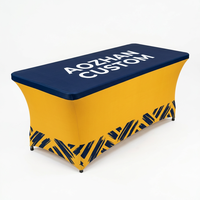 Housse de table festive populaire, imprimée par sublimation, imperméable, avec logo, en polyester extensible et spandex, pour événements publicitaires