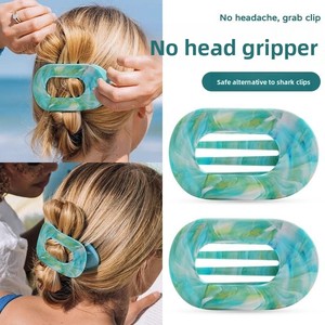 Grandes pinces à cheveux en plastique de 10 cm - Élégantes pinces à cheveux ovales <span class=keywords><strong>plates</strong></span> pour cheveux épais, barrettes de style français - Product Image 4