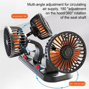 Huyo 360 Adjustable 3-Head Portable Touch Control Car Fan Multi-Function <b>USB</b>/12V/24V 2-Speed Silent Fan for Home & Car Use - Product Image 4