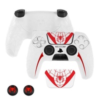 Étui de protection de style araignée rouge de qualité supérieure, compatible avec la manette PS5, kit d'autocollants antidérapants en caoutchouc souple