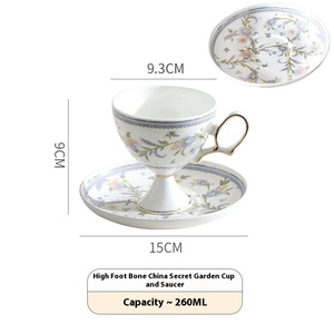 Französisches Gericht Relief Flower Vine Pattern Modernes Keramik Restaurant Tee tasse Set mit Gold Border Bone China Retro Kaffeetasse - Product Image 6