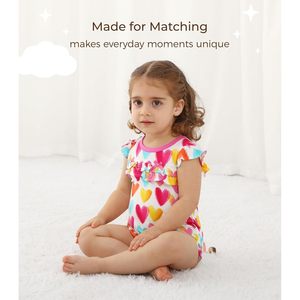 Body para Bebé Niña con Mangas con Volantes y Estampado de Corazones, Mono de Viscosa de Bambú Suave, Transpirable, Ropa para Bebés y Niños Pequeños - Product Image 3