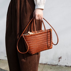 New Trend Design Handmade Woven Bag French Crossbody Tote Bags High Quality Woman Handbag Genuine Leather Shoulder Bag - Product Image 1