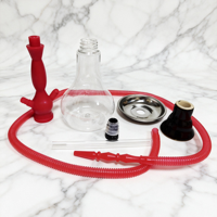 Chicha en plastique multicolore avec corps en verre transparent, chicha à tuyau unique, réutilisable, facile à nettoyer, pour les bars de loisirs, les fêtes, les narguilés