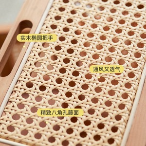 Solid Wood Rattan <b>Storage</b> Box Rectangle With Handle For Jewelry Cosmetics Bedroom Organization - Product Image 3