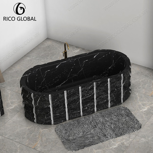 Baignoire autoportante en marbre naturel fini à la main, veines organiques, pour une salle de bain élégante, luxe intemporel, marque OEM - Product Image 6