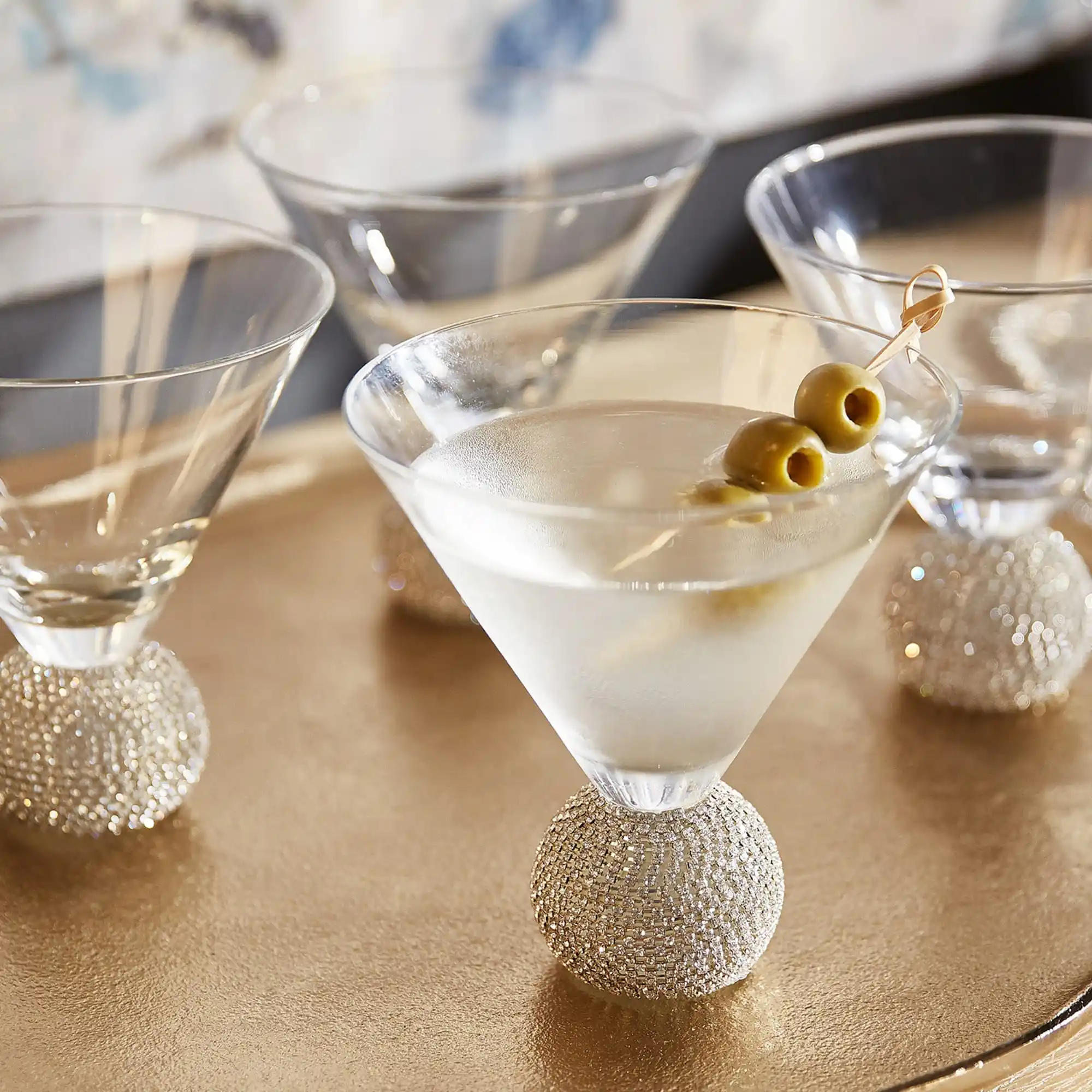 Rhinestone kokteyl cam/elmas bardağı sapsız kokteyl martini gözlük
