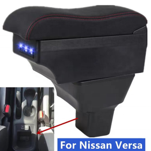กล่องคอนโซลพนักแขนในรถหนัง Pu สีดำสำหรับ <span class=keywords><strong>Nissan</strong></span> Versa/<span class=keywords><strong>Almera</strong></span> 2020-2022,แบบเลื่อนสองชั้นดีไซน์ USB สไตล์ญี่ปุ่น - Product Image 5