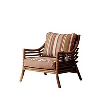 Retro Gestreifter Holz-Geflochtener Sessel Sofa-Stuhl für Wohnzimmermöbel Modell 0488