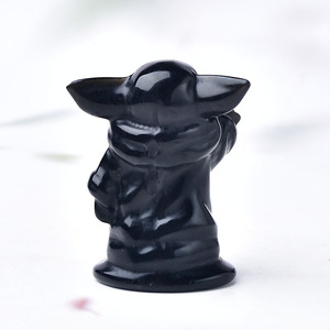 Sculture in Cristallo di Ossidiana Nera Naturale <span class=keywords><strong>Baby</strong></span> <span class=keywords><strong>Yoda</strong></span> in Vendita - Product Image 4