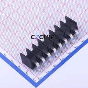 DBT30R-7.62-8P-BK-P Barrier Terminal Block Bent Lead Through Hole,P=7.62mm Connector Two Sides 7.62mm 1x8P Right Angle Pin - Product Image 1