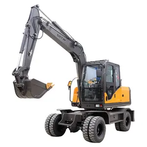 China escavadora CE EPA 6 ton 7 t 8t 9 ton barato preço máquina escavadora 7000kg 0.3cbm 62.5kw escavadeira de rodas para venda