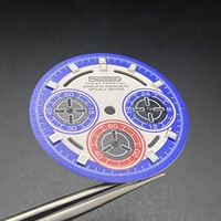 Bagian Modifikasi Baru Dial Jam Tangan Paduan Tembaga Desain Tiga Mata Warna Biru Personal 29.5mm Kompatibel dengan Mesin VK63