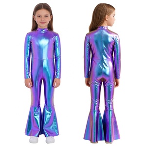 ชุดจั๊มสูทเมทัลลิกขาบานสำหรับเด็กผู้หญิงอายุ 6-16 ปี เหมาะสำหรับงานปาร์ตี้ธีม งานแสดงบนเวที ชุดเต้นรำเด็ก ชุดแข่งขัน - Product Image 2