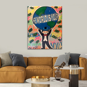 Arte en Lienzo de Grafiti, Pintura Pop Art de 'El Mundo es Tuyo' para Decoración de Paredes, Arte Urbano Moderno - Product Image 3