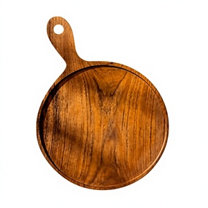 Plateau à steak en bois personnalisé AZ ENTERPRISES AZE-01, plateau rond pour servir la pizza avec poignée, passe au lave-vaisselle pour la cuisine - Product Image 3