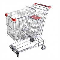 MOQ 50 PCS Chariot de courses de style asiatique chromé 150L