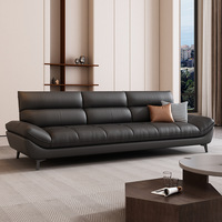 Sofá de cuero moderno de alta calidad superventas, sofá de esquina sencillo para sala de estar, sofá seccional negro de cuero de lujo italiano