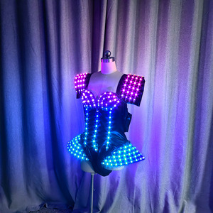 Traje LED Luminoso para Mujer, Body Sexy, Disfraz GOGO DS, para Bar, DJ, Fiesta, Actuación, Baile, con Luces LED de Colores Cambiantes - Product Image 3