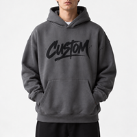Sweat-shirt lourd 400 GSM en coton pour homme, impression personnalisée, surdimensionné, sans cordon, polaire uni, épais, sans cordon, sweat-shirt pour homme