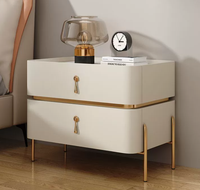 Table de chevet de luxe en bois massif blanc crème, simple, avec tiroir et pieds dorés, pour chambre à coucher