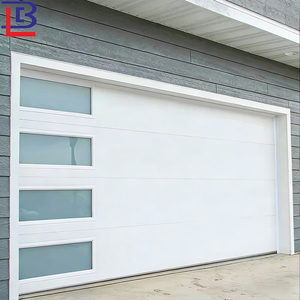 Portes de <span class=keywords><strong>garage</strong></span> sectionnelles en acier modernes personnalisées, étanches, 220V électriques/manuelles/à télécommande, <span class=keywords><strong>largeur</strong></span> 50mm, couleur blanc et marron - Product Image 1