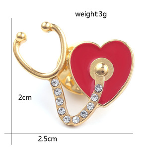 Broche de Geometria em Liga de Esmalte da Série Médica Europeia Americana, Estetoscópio, Eletrocardiograma, para Médicos e Enfermeiros - Product Image 6