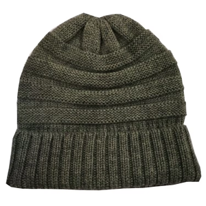 패션 울 혼합 아크릴 남성 겨울 비니 모자 30% 울 + 70% 아크릴 슬라우치 비니 - Product Image 4