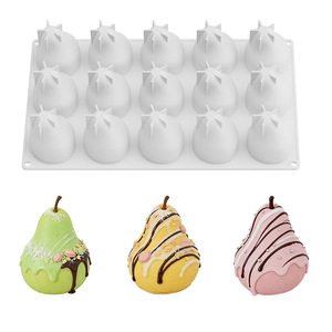 แม่พิมพ์เค้กซิลิโคนแบบไม่ติดกระทะ 15 ช่อง รูปทรงลูกแพร์ เกรดอาหาร ใช้ซ้ำได้ น่ารัก แม่พิมพ์ซิลิโคนแม่เหล็กสำหรับทำช็อกโกแลต ลูกอม และน้ำแข็ง DIY - Product Image 1