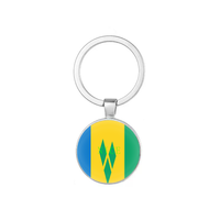 Porte-clés imprimé double face avec drapeau national du Belize, porte-clés rond en alliage et verre pour souvenir sur le thème national