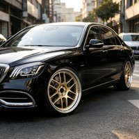 Rines Monobloque Forjados de Aleación T61, 1 Pieza, Centro Dorado, Borde Plateado, Multirradio, Personalizados, de Lujo, para Autos de Alto Rendimiento y Vehículos de Calle