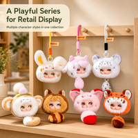 Porte-clés en peluche créatif et tendance avec pendentif, série d'animaux mignons, figurine douce, boîte-cadeau, jouets en peluche pour poupée