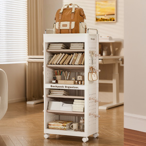 Storage Cart Multi Layer Mobile Bookshelf With <b>Wheels</b> For <b>Backpack</b> And Toy Organizer Rectangle Standing Type - Product Image 2