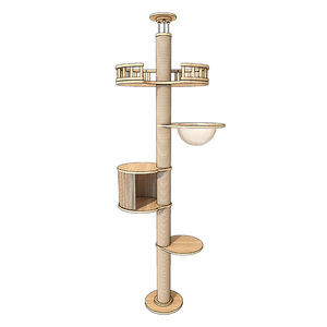 Hoogwaardig massief houten kattenboom met meerdere lagen, modern 4+ lagen, grote ruimte, capsule design, 2,6-3m hoog, eenvoudige stijl - Product Image 5