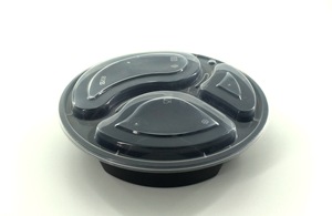 Small <b>Kitchen</b> Storage PP Food Container with Folding Lid 3 Compartment Microwavable Round Take Out Ready for Export for Lunch - Product Image 4