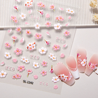 HONEY GIRL Nouveaux autocollants pour ongles en gel souple 3D, fleurs réelles, plastique français, autocollants pour ongles fins et colorés, décalcomanies florales professionnelles