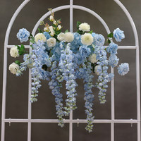 Guirlande florale artificielle élégante en glycine, couleurs violet, rose, blanc, rouge, bleu, fleurs flottantes pour la décoration d'arche de mariage