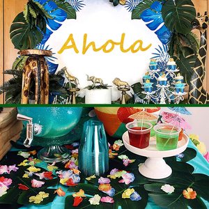 100 Pcs foglie di palma tropicali artificiali Luau decorazione per feste finta seta grande foglia verde per decorazioni per feste Luau hawaiane - Product Image 5