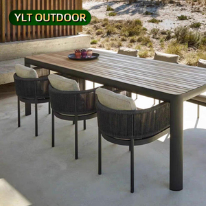 Ensemble de meubles de jardin nordiques patio salle à manger chaise et <span class=keywords><strong>table</strong></span> d'extérieur imperméable moderne Villa jardin aluminium tissé chaises en corde - Product Image 1
