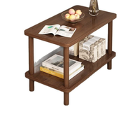 Table basse double niveau avec plateau en MDF et pieds en bois massif, style minimaliste de luxe léger, petite table d'appoint rectangulaire pour salon
