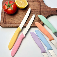 Ensemble de couteaux à steak professionnels 7 couleurs, couteau utilitaire en acier inoxydable dentelé, couteau à tomates pour la maison et la cuisine des restaurants