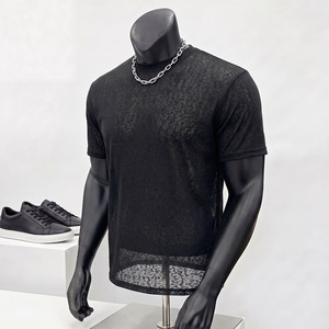 T-shirt Homme Col Rond Manches Courtes Gris Heather Coupe Ajustée Style Streetwear Usage Quotidien Respirant Effet Lin Uni - Product Image 2