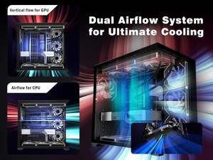Boîtier de <span class=keywords><strong>PC</strong></span> de jeu ANSAITE Full Tower, <span class=keywords><strong>9</strong></span> ventilateurs PWM ARGB, verre trempé panoramique, support de radiateur de 360 mm, matériau acrylique, audio frontal - Product Image 5