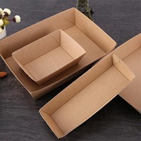 Barquette alimentaire jetable en papier kraft, boîte d'emballage rectangulaire ouverte en carton