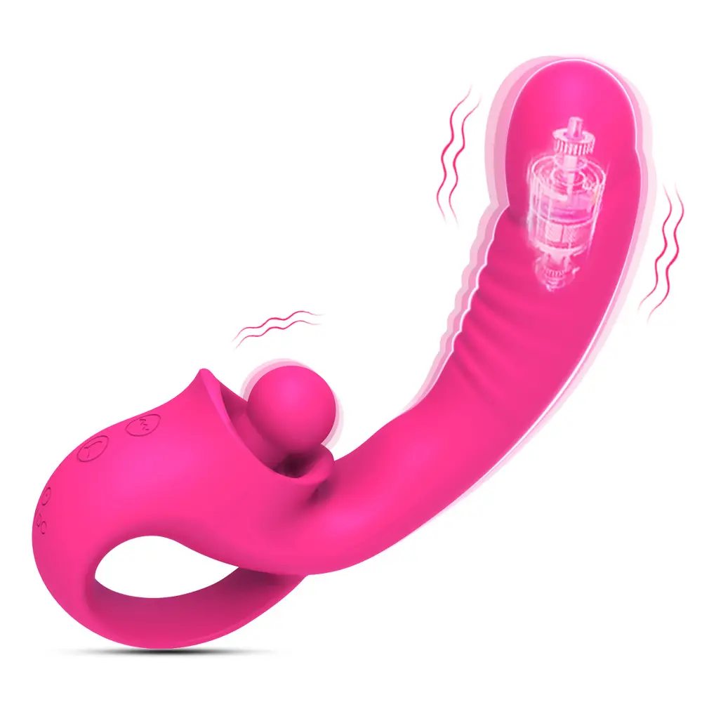 2 in 1 puting stimulasi klitoris vagina Licking bergetar G Spot Vibrator dapat diisi ulang lidah Licking Dildo Vibrator untuk wanita