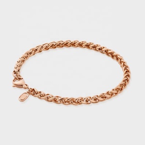 2025 New High Quality Fine Manufacturer Wholesale Fashion Jewelry 5mm316Stainless Steel Real <b>Gold</b> Plating Curb Chain <b>Bracelet</b> - Product Image 5