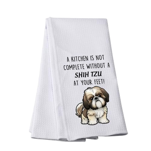 Serviette de cuisine en polyester gaufré PWHAOO Shih Tzu Dog, lavable en machine, cadeau pour les amoureux des chiens - Product Image 1